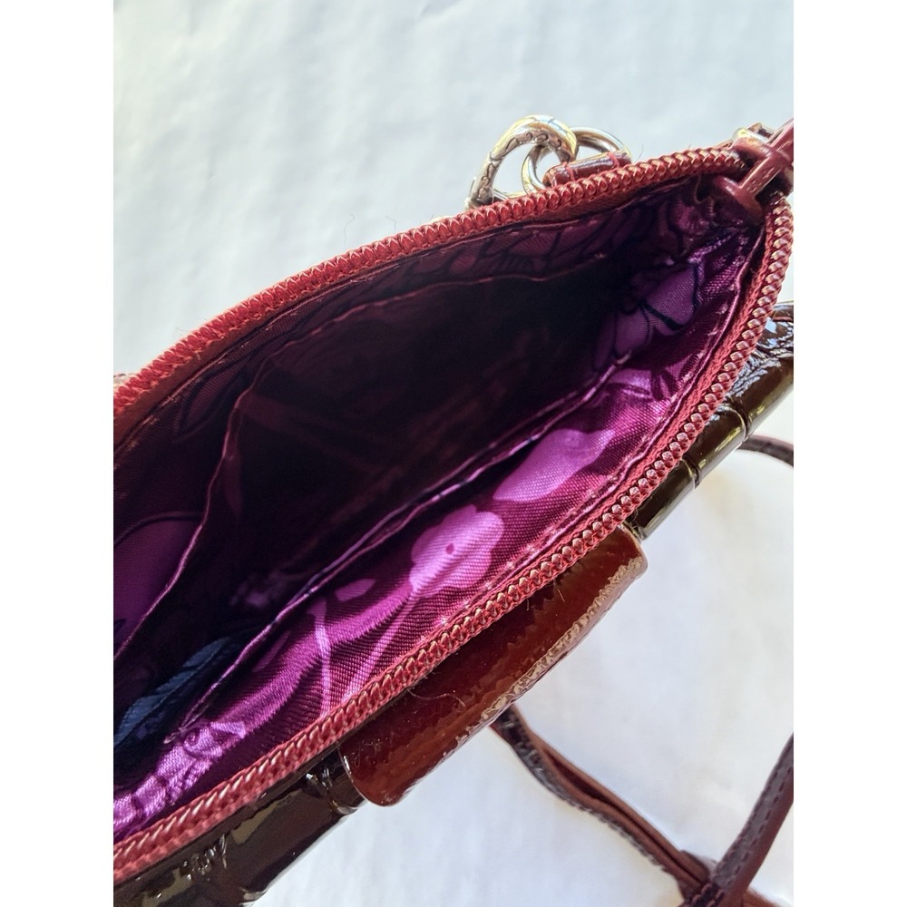 Brighton vintage Red Croc Embossed Leather Bow Purse Adjustable Clutch/Crossbody - Picture 12 of 16